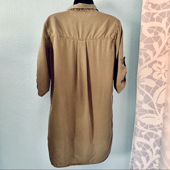 Thread & Supply Olive Green Shirt Dress Size Small - Picture 6 of 10